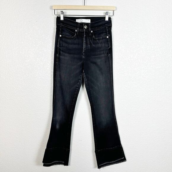 AYR Women’s The Shade Crop Flare Jeans in Distressed Black Size 25 - Picture 1 of 15
